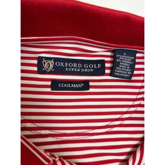 TPC Louisiana Oxford Golf Super Dry Polo Shirt Mens Large Red White Striped - Picture 5 of 9